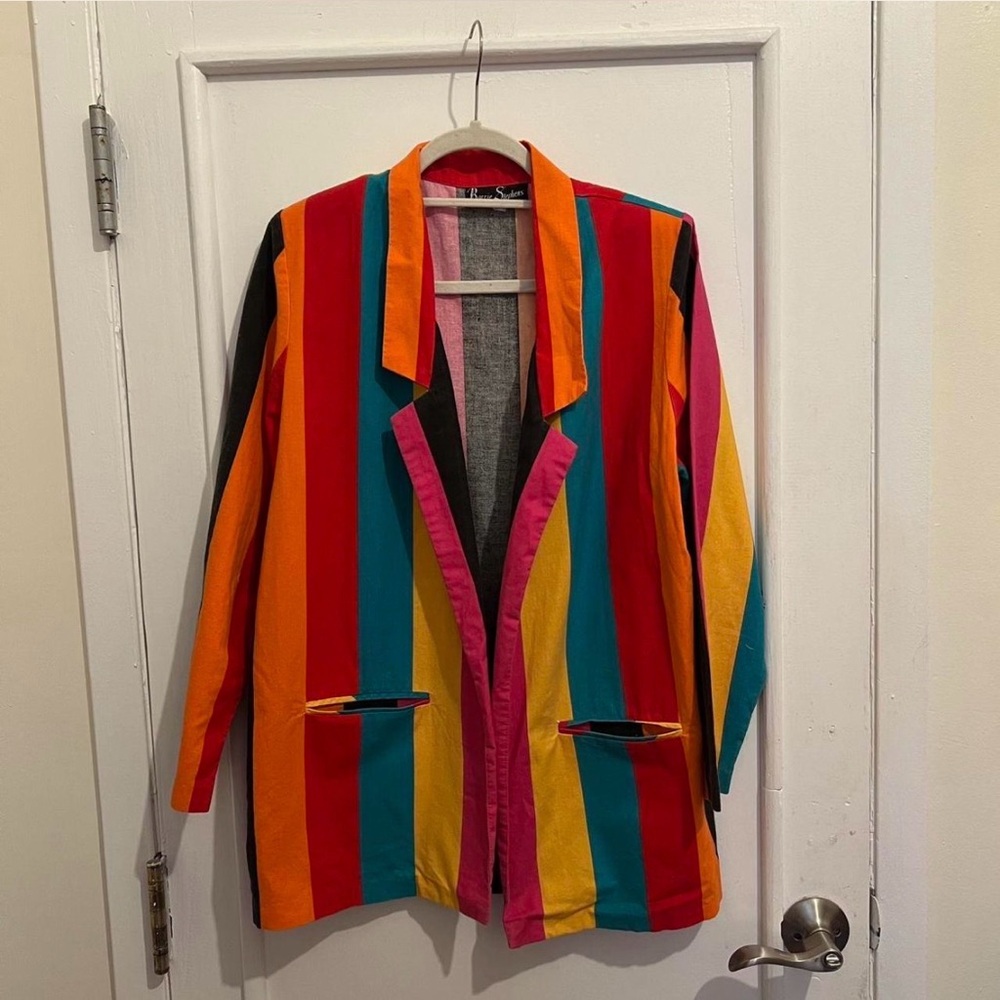 Vibrant Multicolor Striped Jacket - image 2
